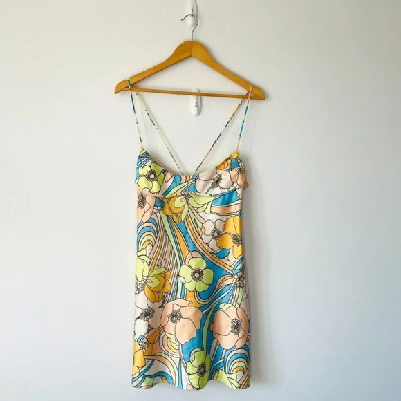 Zara Satin Effect  Print Mini Dress Blogger Fav Sz Medium - Picture 6 of 10